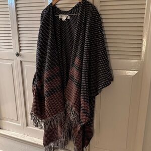 Treasure & Bond Black and Brown Wool Patterned Shawl